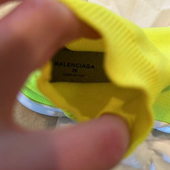Worn once! Balenciaga Speed Trainer Mid Neon Yellow Sz 36 - Picture 7 of 7